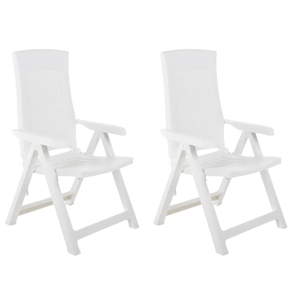 vidaXL Garden Reclining Chairs 2 pcs Plastic White