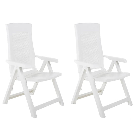 vidaXL Garden Reclining Chairs 2 pcs Plastic White