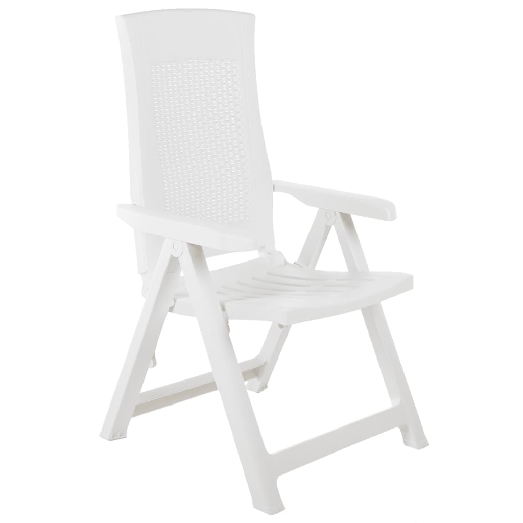 vidaXL Garden Reclining Chairs 2 pcs Plastic White