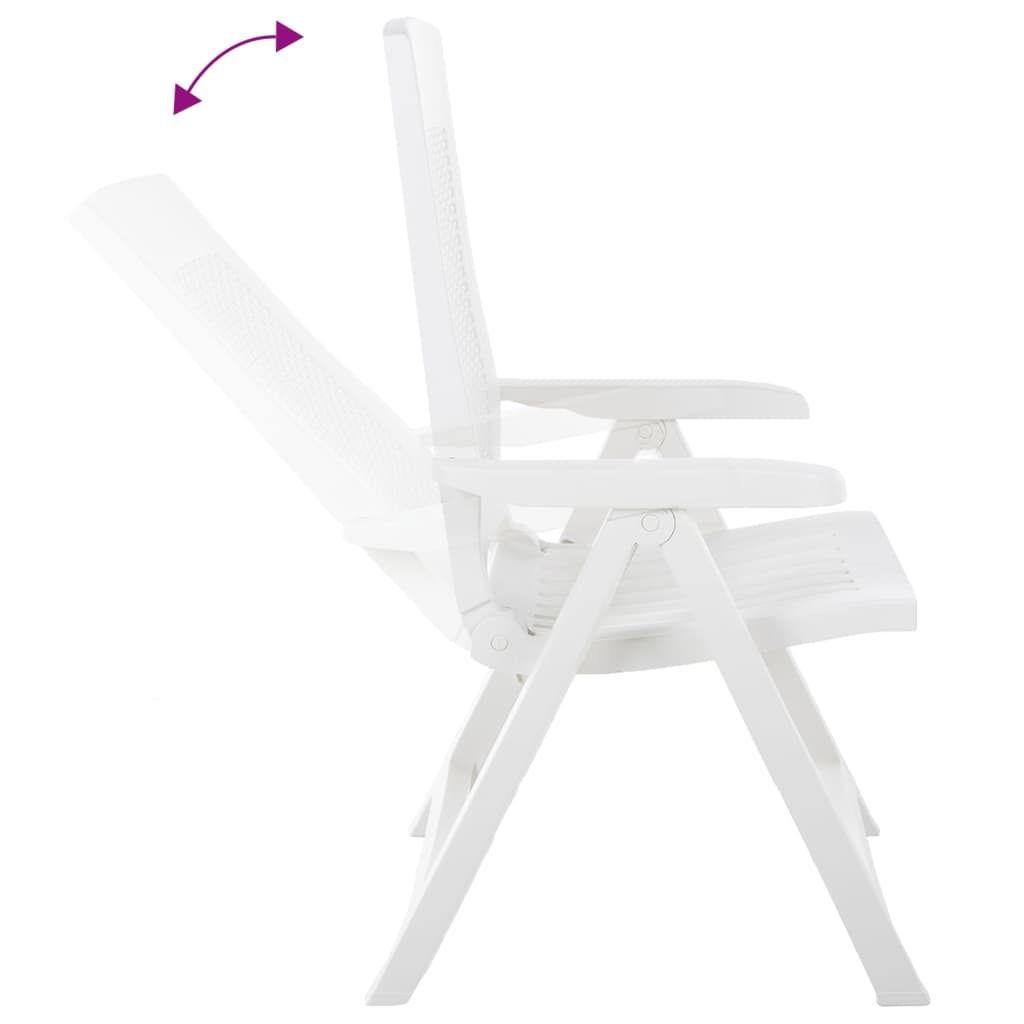 vidaXL Garden Reclining Chairs 2 pcs Plastic White