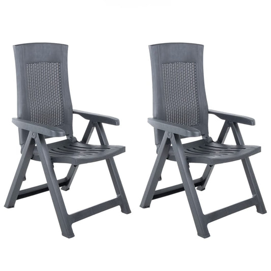 Reclining Folding Chairs 2 pcs Plastic Anthracite