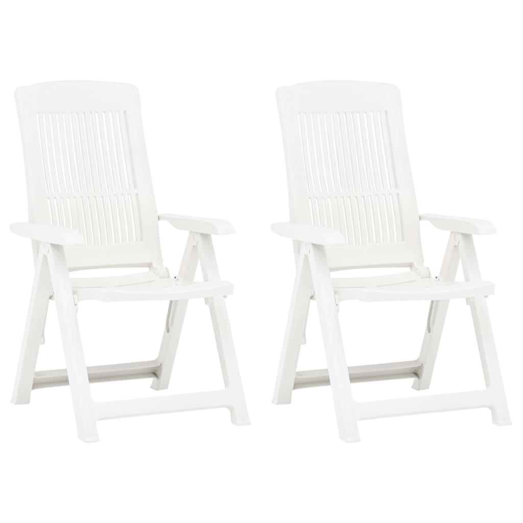 Garden Reclining Chairs 2 pcs Plastic White