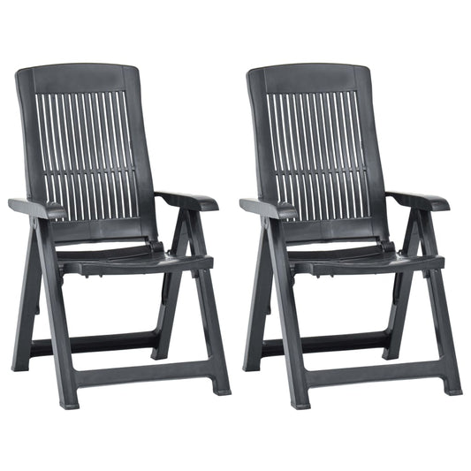 Reclining Folding Chairs 2 pcs Plastic Anthracite