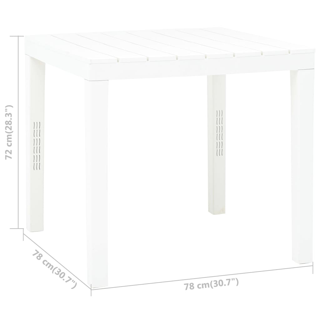 vidaXL Garden Table White 78x78x72 cm Plastic