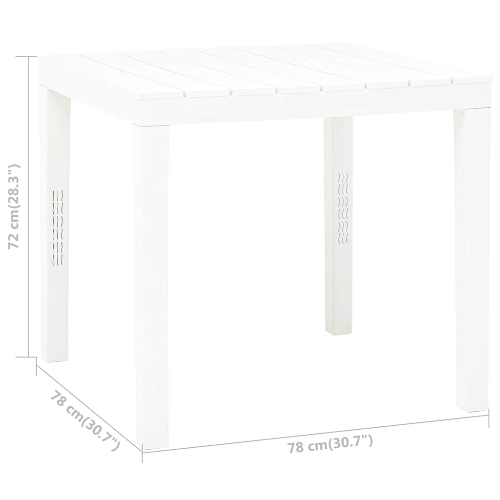48783 vidaXL Garden Table White 78x78x72 cm Plastic
