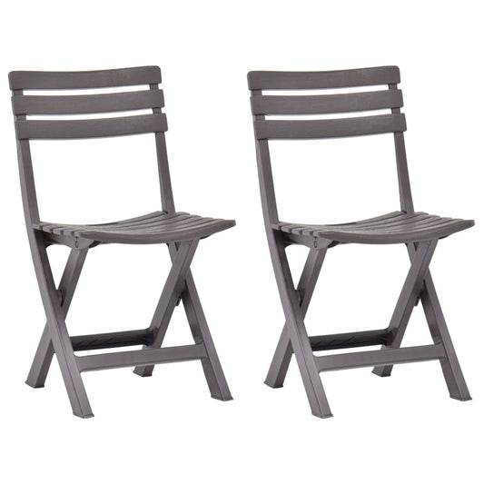 vidaXL Folding Garden Chairs 2 pcs Plastic Mocha