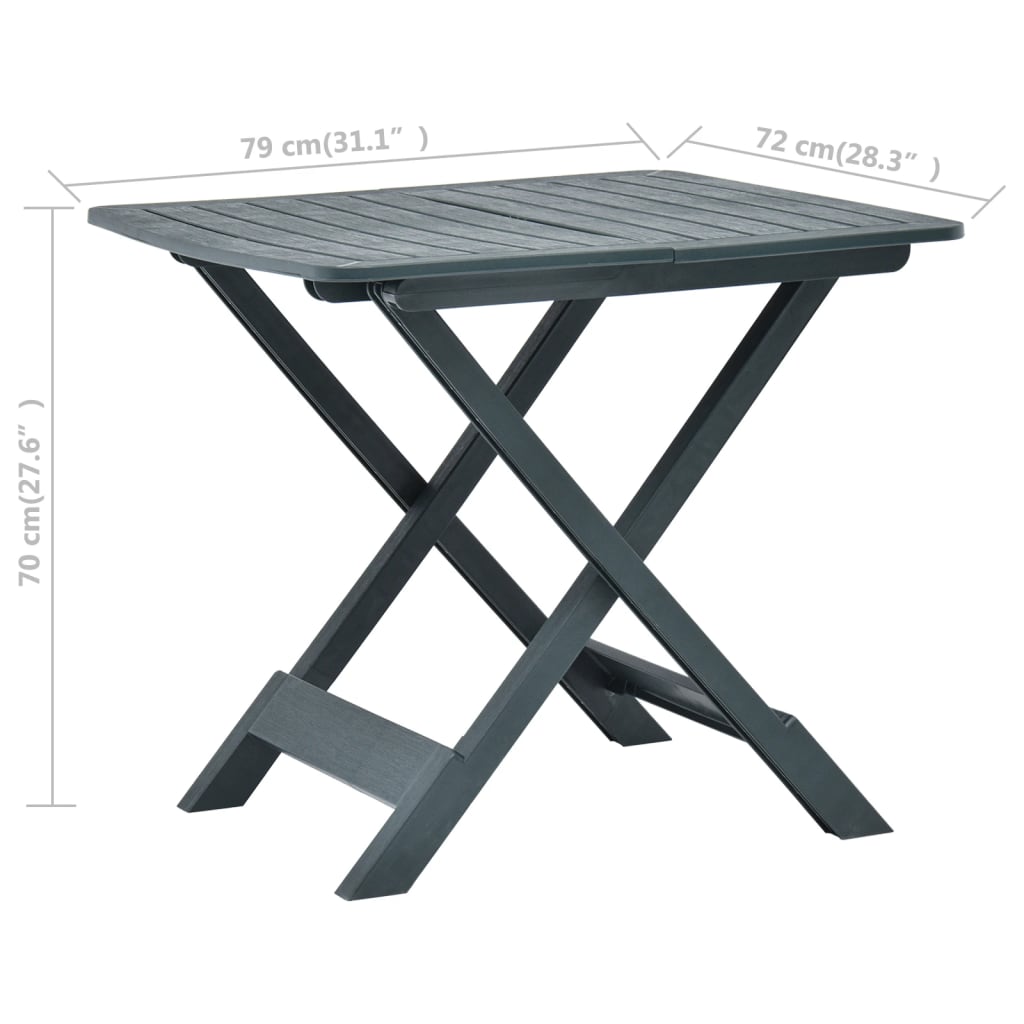 vidaXL Folding Garden Table Green 79x72x70 cm Plastic