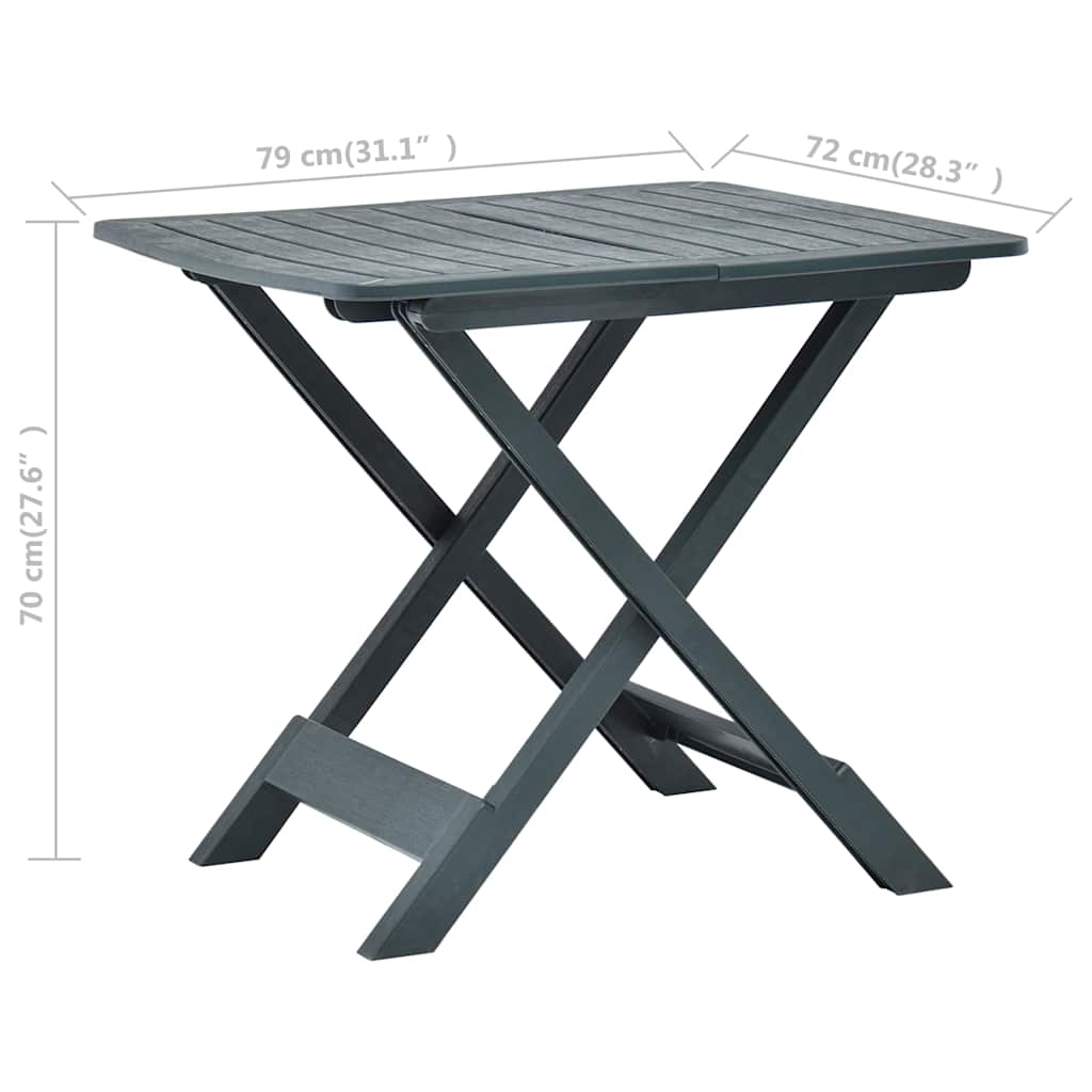 48791 vidaXL Folding Garden Table Green 79x72x70 cm Plastic