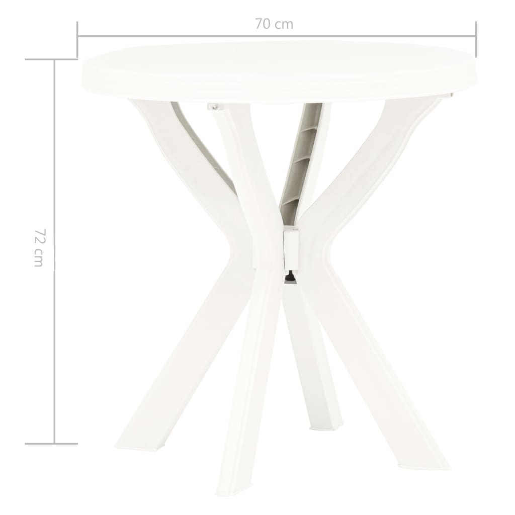 48796 vidaXL Bistro Table White Ø70 cm Plastic