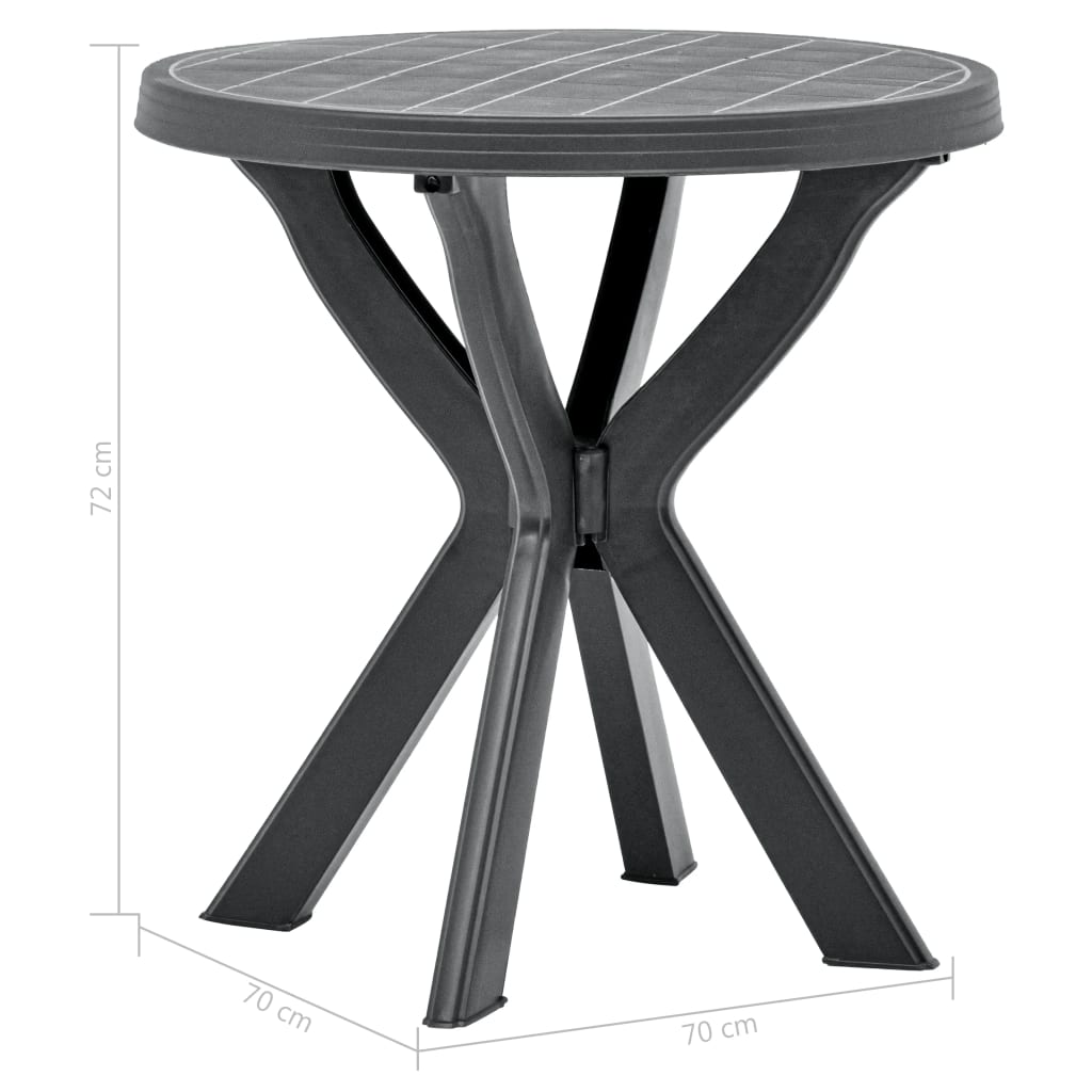 vidaXL Bistro Table Anthracite Ø70 cm Plastic