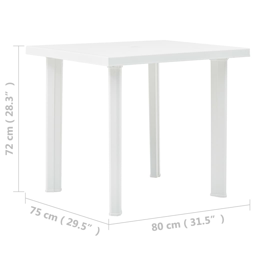 vidaXL Garden Table White 80x75x72 cm Plastic