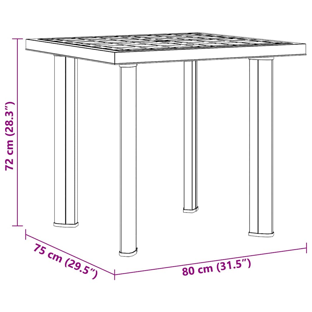 48803 vidaXL Garden Table Green 80x75x72 cm Plastic