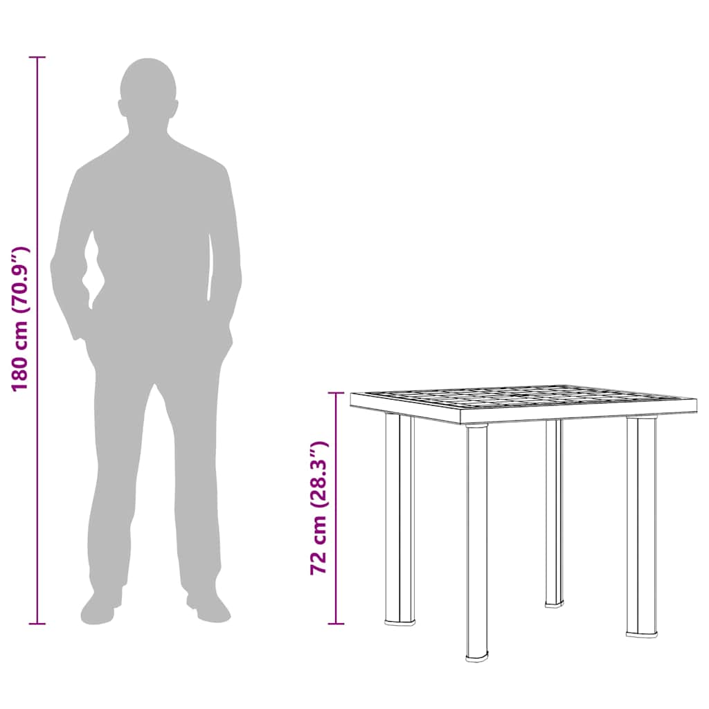 48804 vidaXL Garden Table Anthracite 80x75x72 cm Plastic