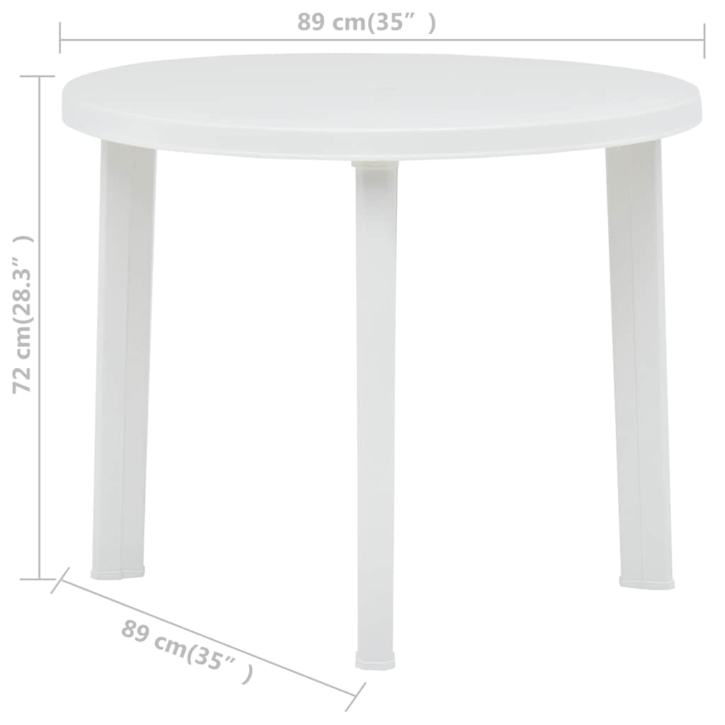 48805 vidaXL Garden Table White 89 cm Plastic