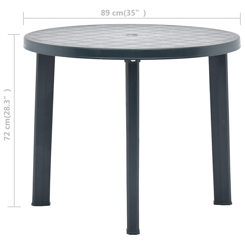 48806 vidaXL Garden Table Green 89 cm Plastic