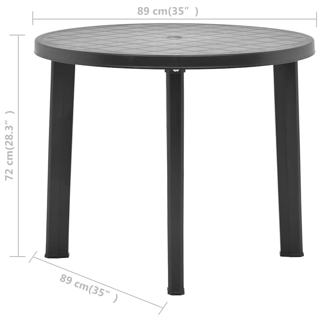 48807 vidaXL Garden Table Anthracite 89 cm Plastic
