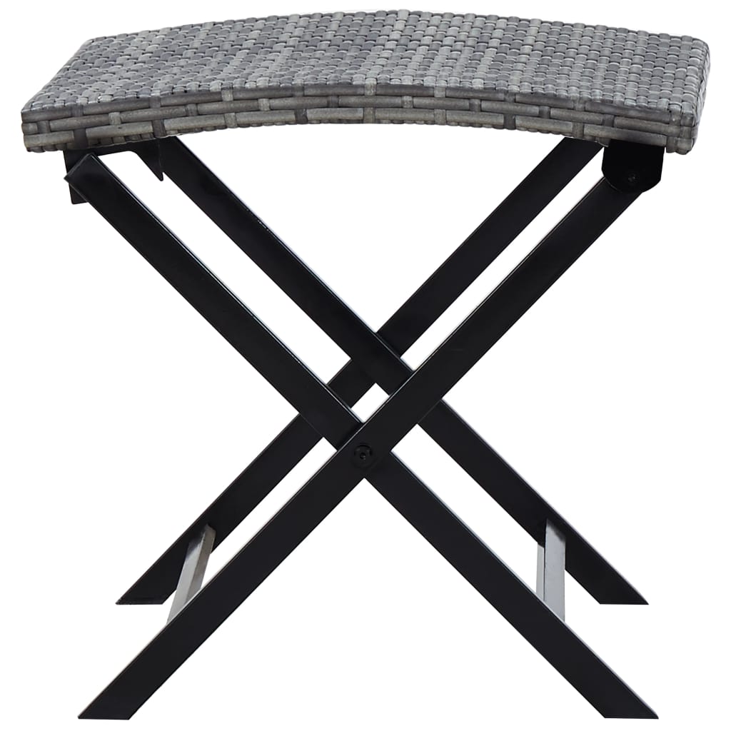 vidaXL Folding Stool Poly Rattan Grey