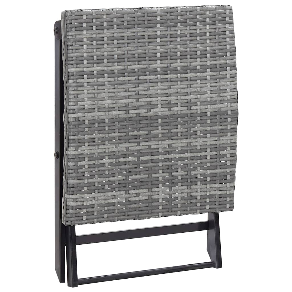 vidaXL Folding Stool Poly Rattan Grey