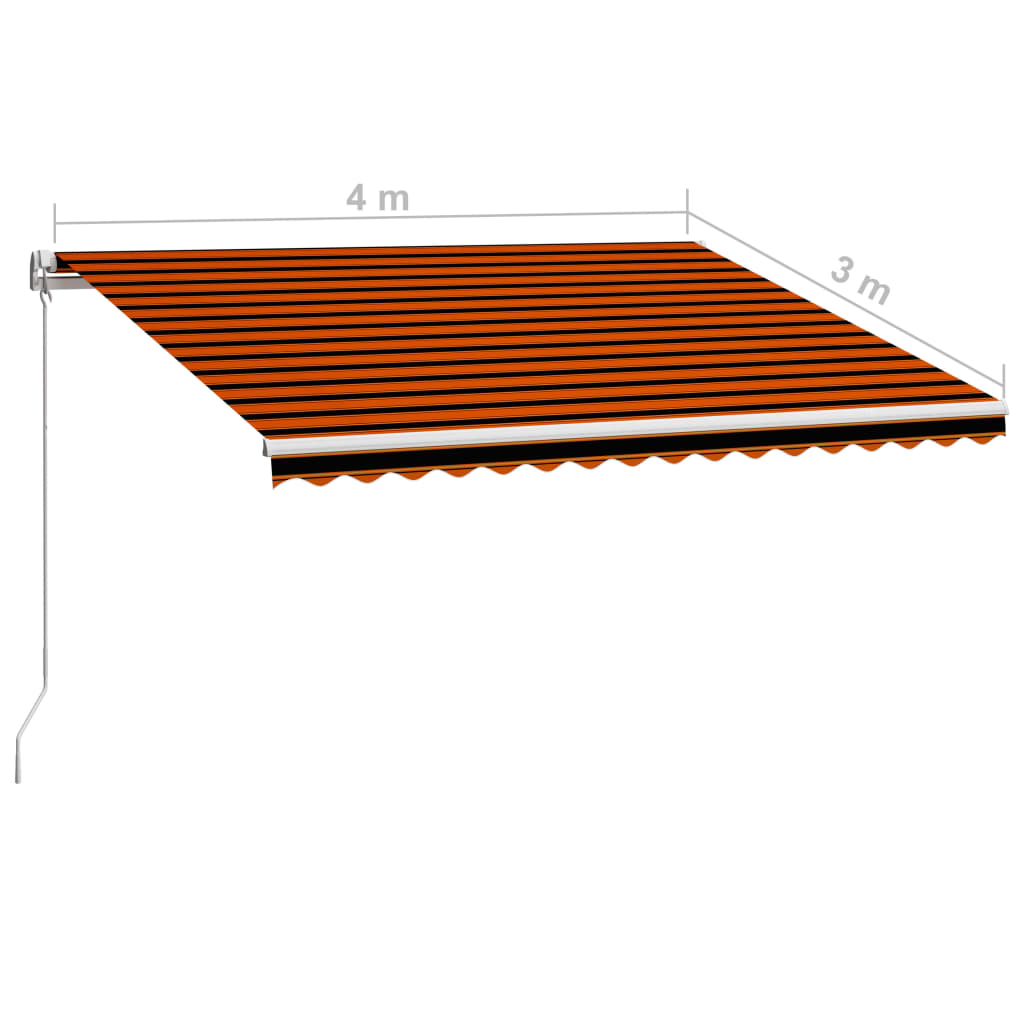 vidaXL Manual Retractable Awning 400x300 cm Orange and Brown