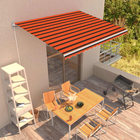 vidaXL Manual Retractable Awning 400x300 cm Orange and Brown
