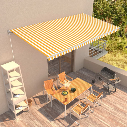 vidaXL Manual Retractable Awning 600x300 cm Yellow and White