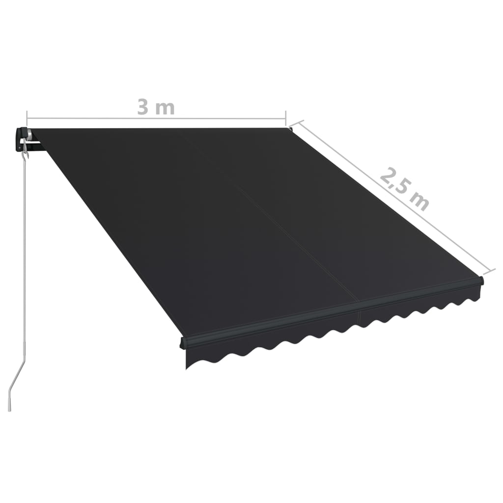 vidaXL Manual Retractable Awning 300x250 cm Anthracite