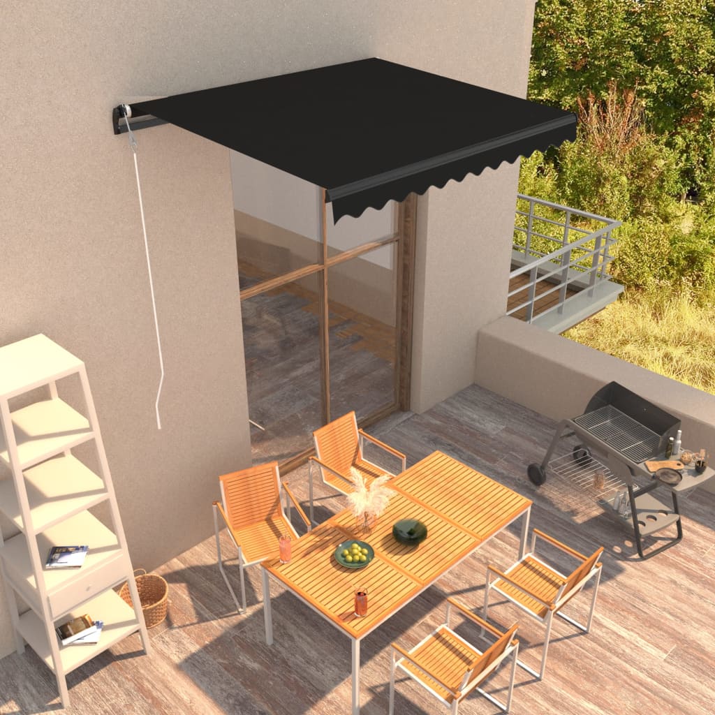 vidaXL Manual Retractable Awning 300x250 cm Anthracite