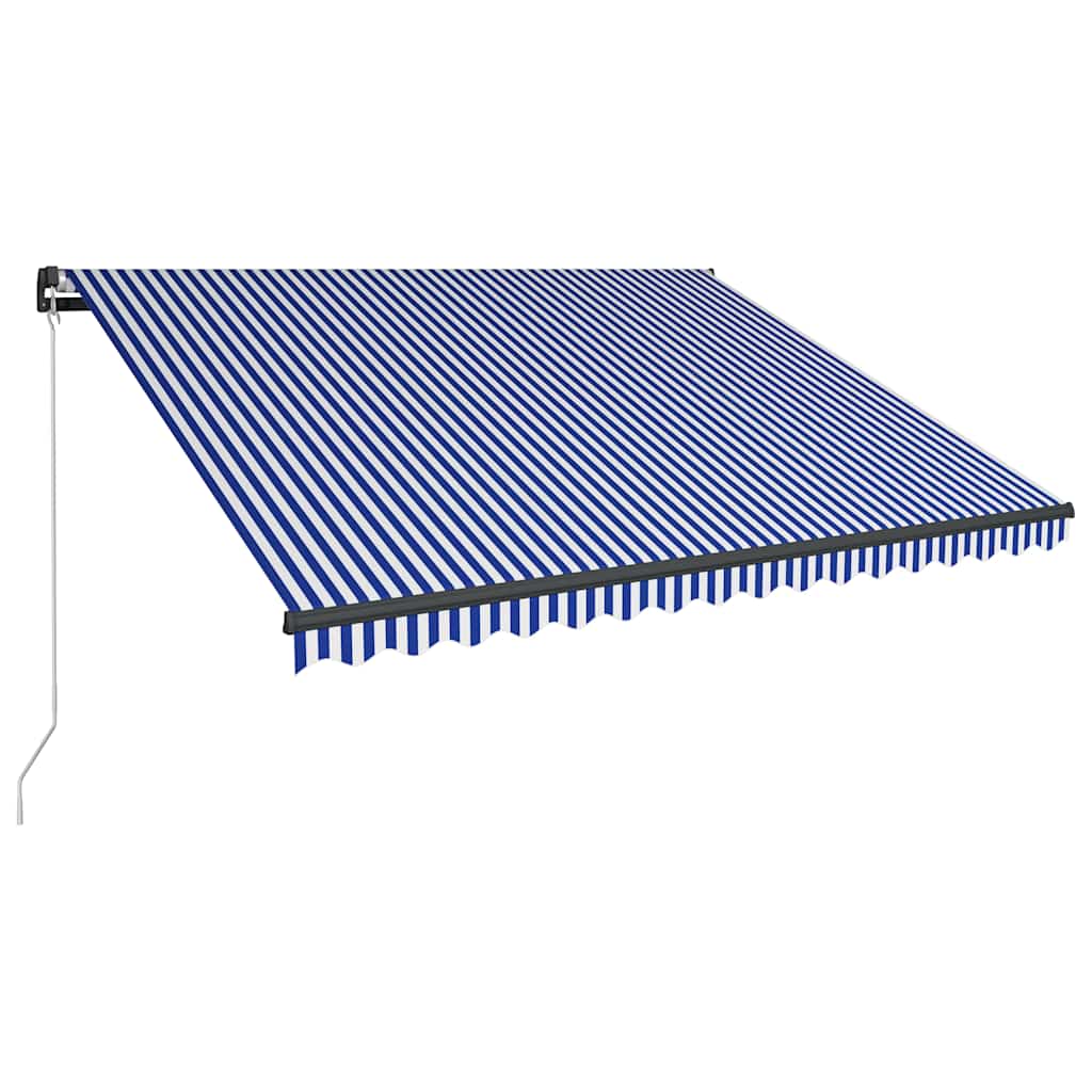 Manual Awning with Solar LED 4 x 3 m Blue and White Stripe