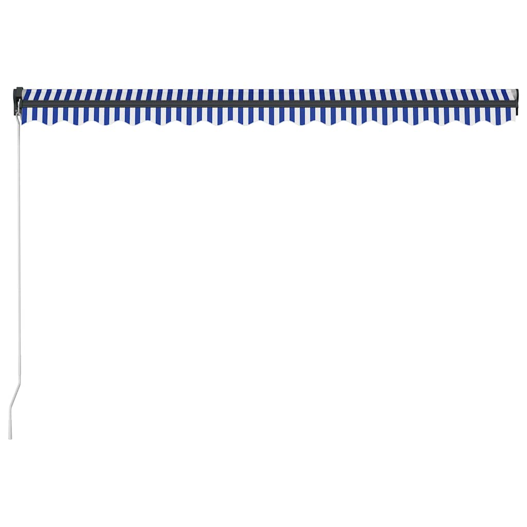 Manual Awning with Solar LED 4 x 3 m Blue and White Stripe
