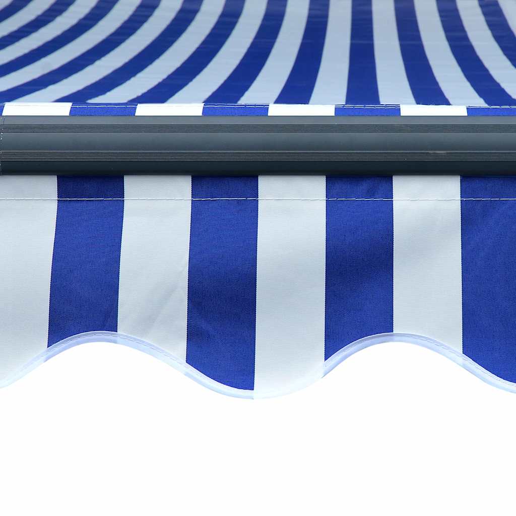 Manual Awning with Solar LED 4 x 3 m Blue and White Stripe