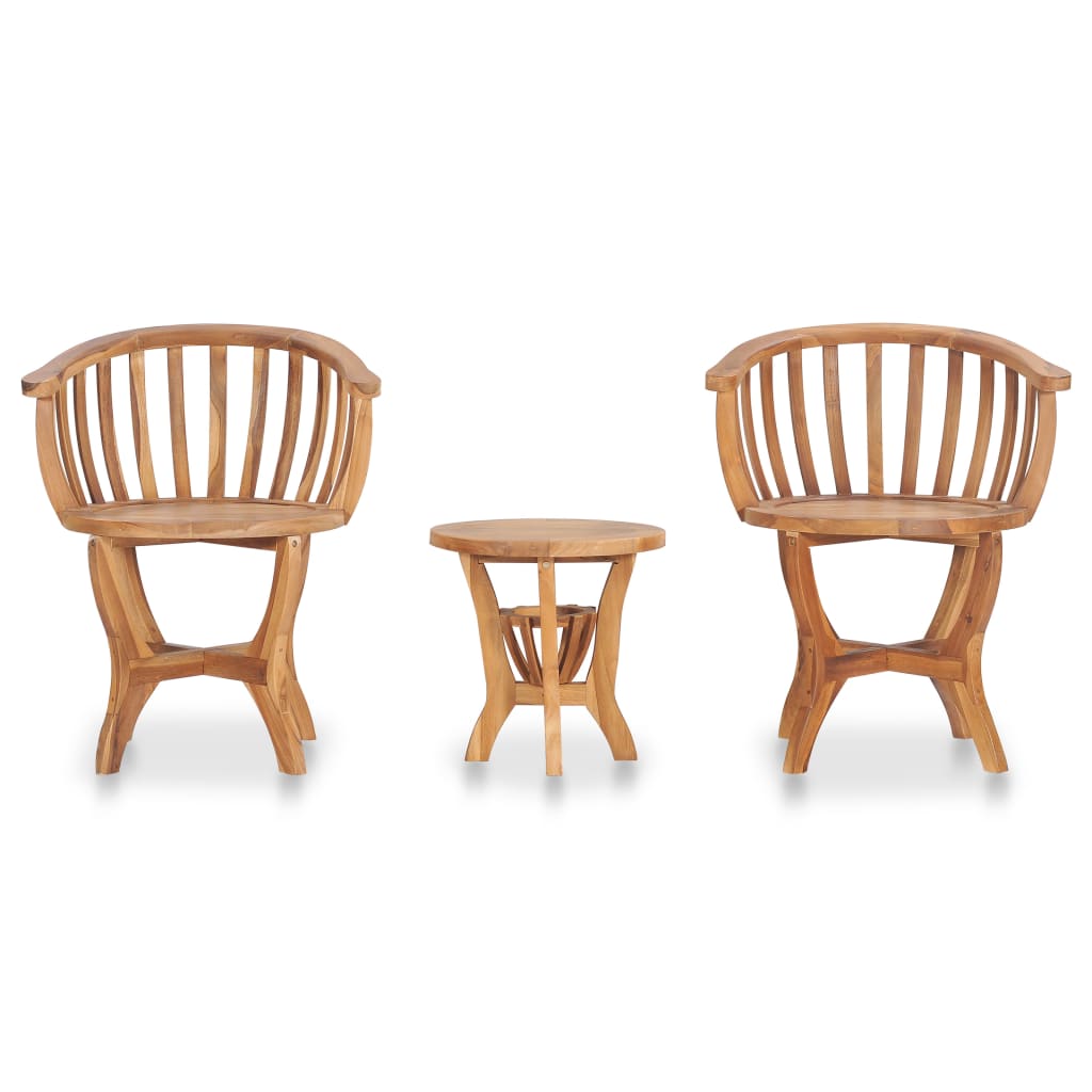 vidaXL 3 Piece Garden Bistro Set Solid Teak Wood