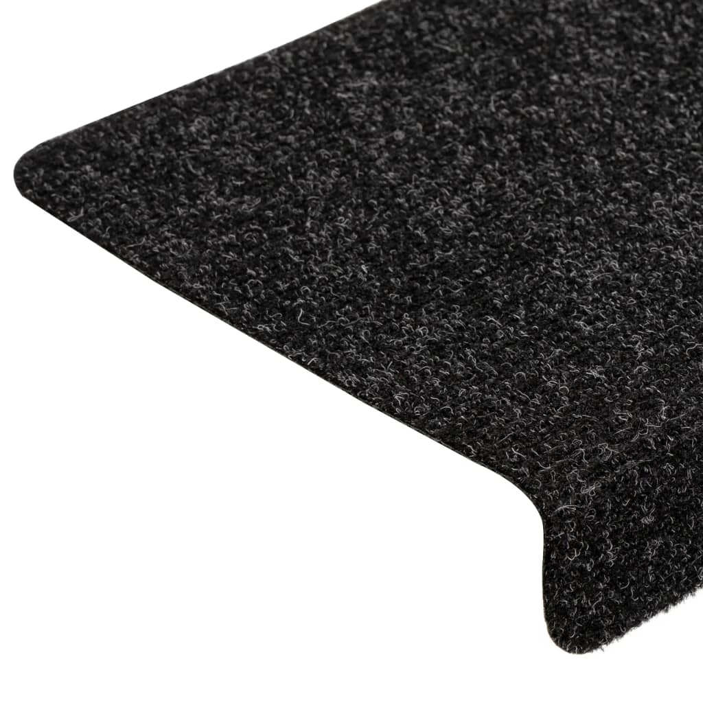 vidaXL Stair Mats 15 pcs Needle Punch 65x21x4 cm Black