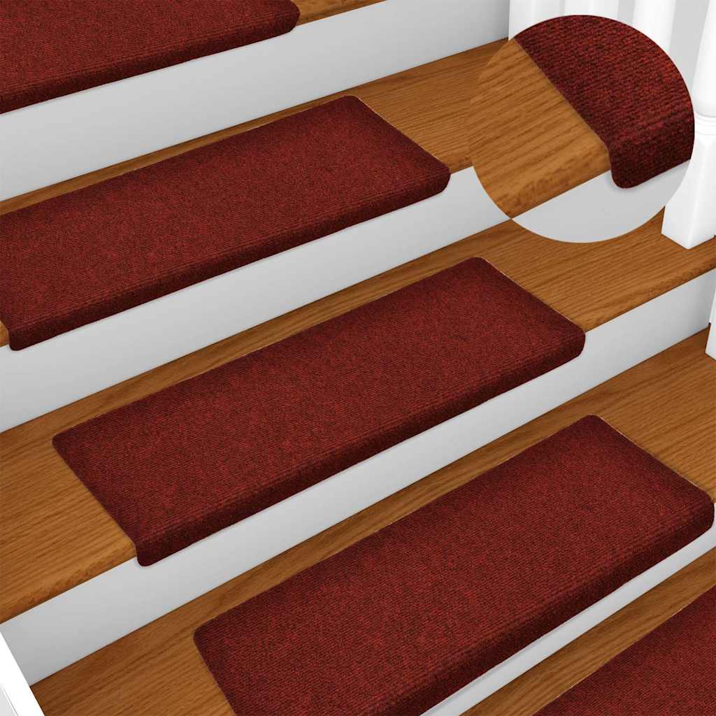Stair Mats Self-adhesive 15 pcs 65x21x4 cm Bordeaux Red