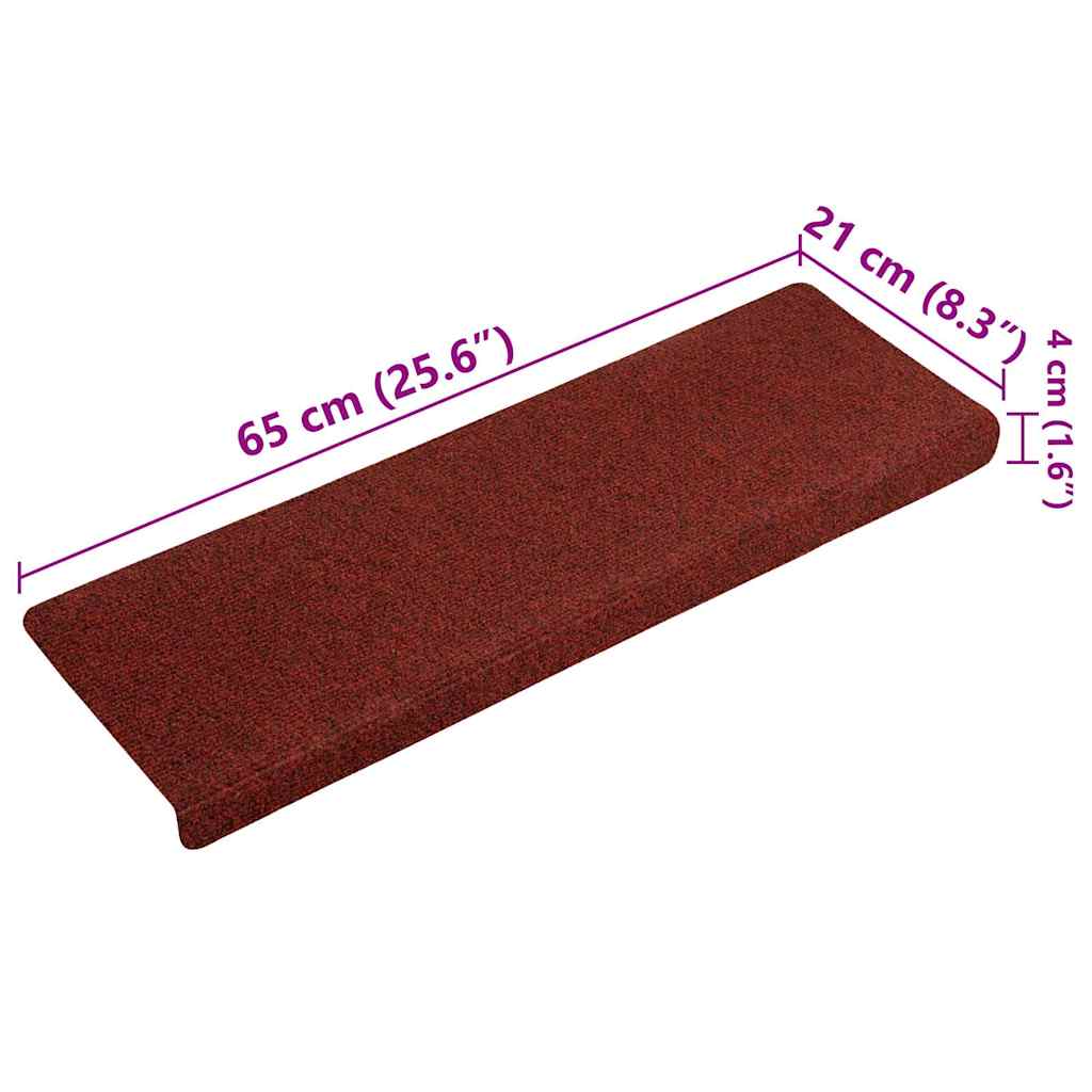Stair Mats Self-adhesive 15 pcs 65x21x4 cm Bordeaux Red