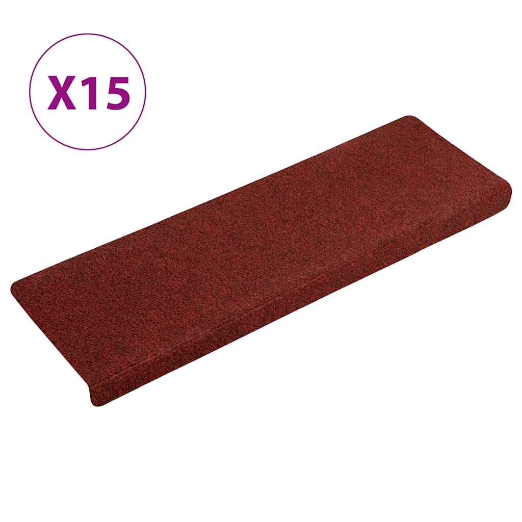Stair Mats Self-adhesive 15 pcs 65x21x4 cm Bordeaux Red