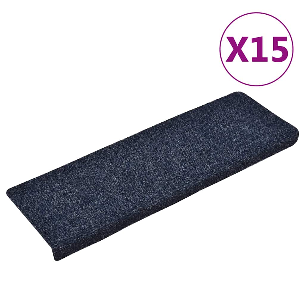 Stair Mats Self-adhesive 15 pcs 65x21x4cm Blue Rectangular Edge