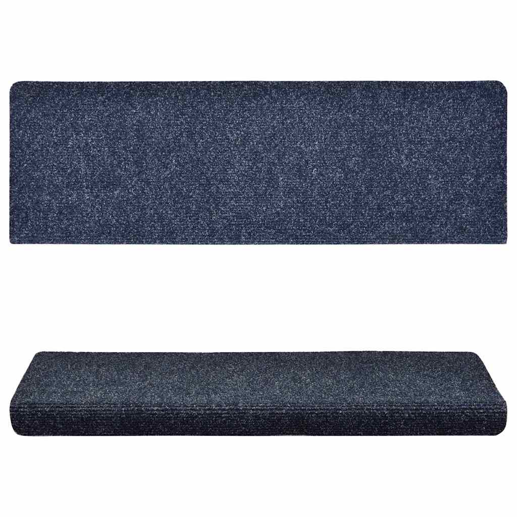 Stair Mats Self-adhesive 15 pcs 65x21x4cm Blue Rectangular Edge