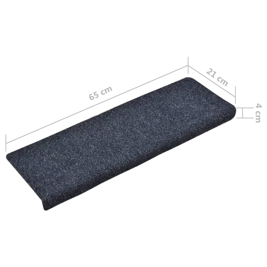 vidaXL Stair Mats 15 pcs Needle Punch 65x21x4 cm Blue