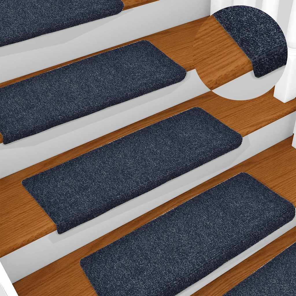 Stair Mats Self-adhesive 15 pcs 65x21x4cm Blue Rectangular Edge