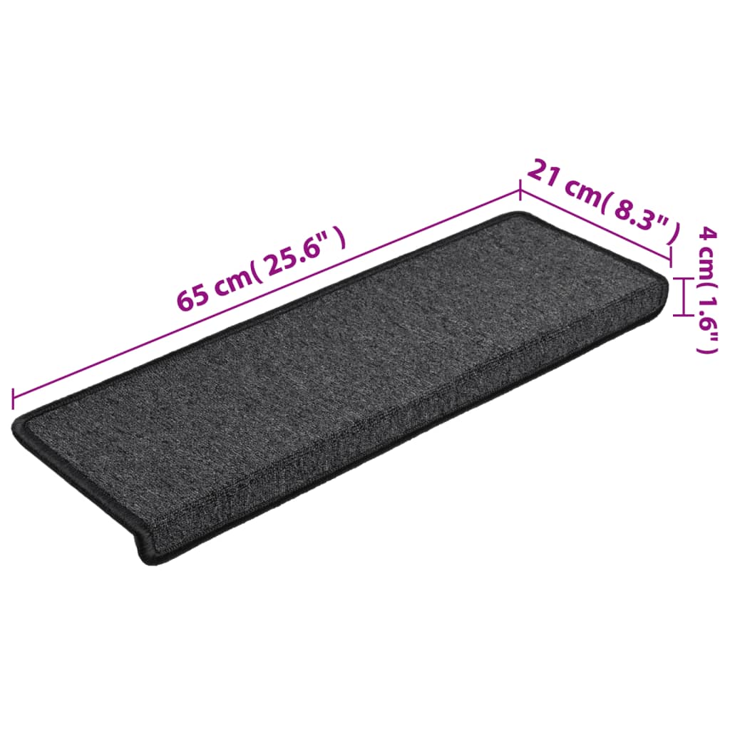 vidaXL Carpet Stair Treads 15 pcs 65x21x4 cm Anthracite