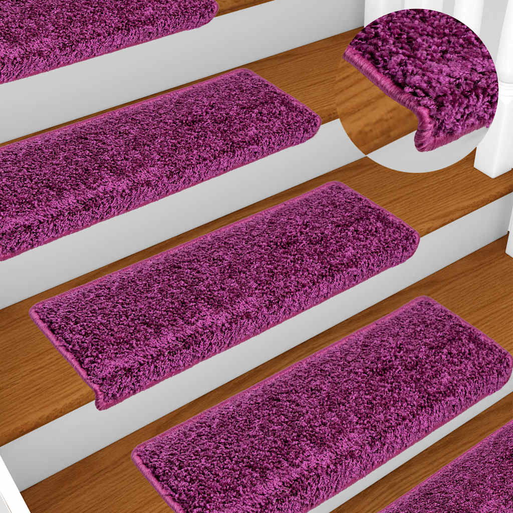Stair Mats 15 pcs 65x21x4 cm Violet Rectangular Edge