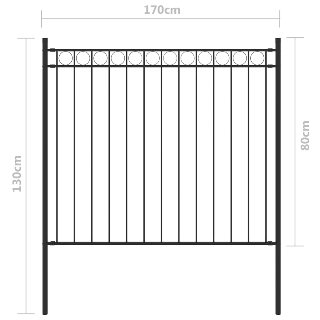 vidaXL Garden Fence Steel 1.7x0.8 m Black