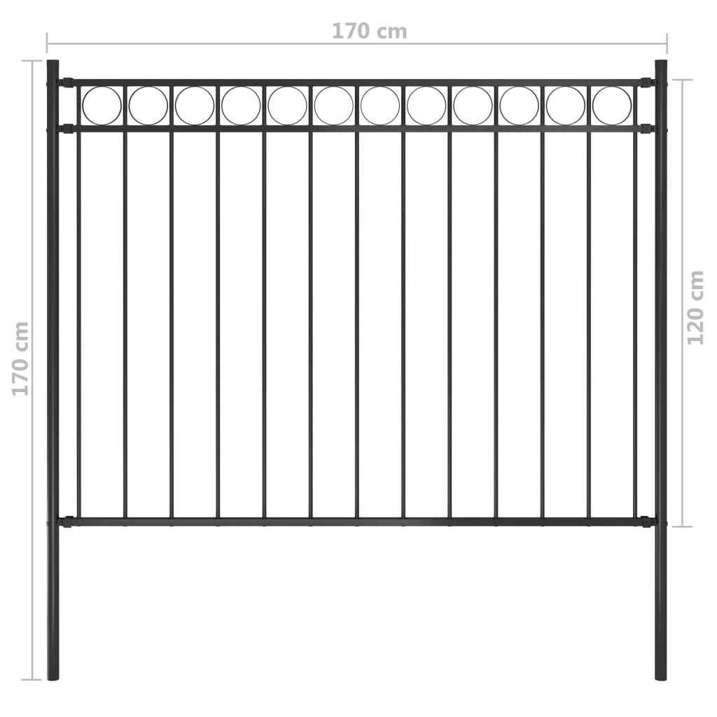 vidaXL Garden Fence Steel 1.7x1.2 m Black