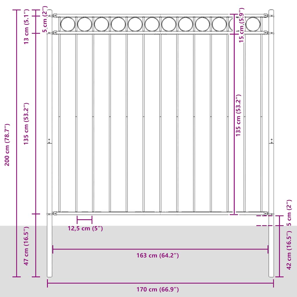 Garden Fence ASSEN Steel 1.7x1.5 m Black