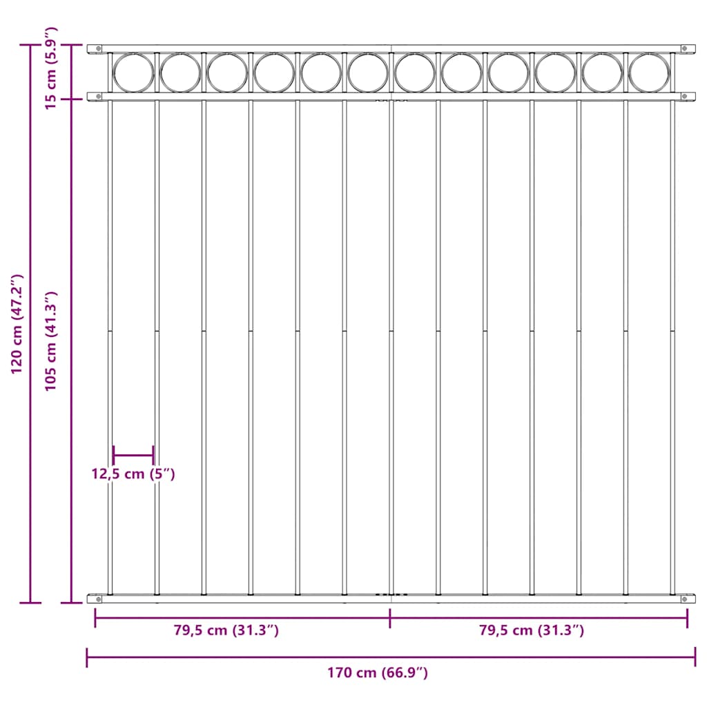 Fence Panel ASSEN Steel 1.7x1.2 m Black