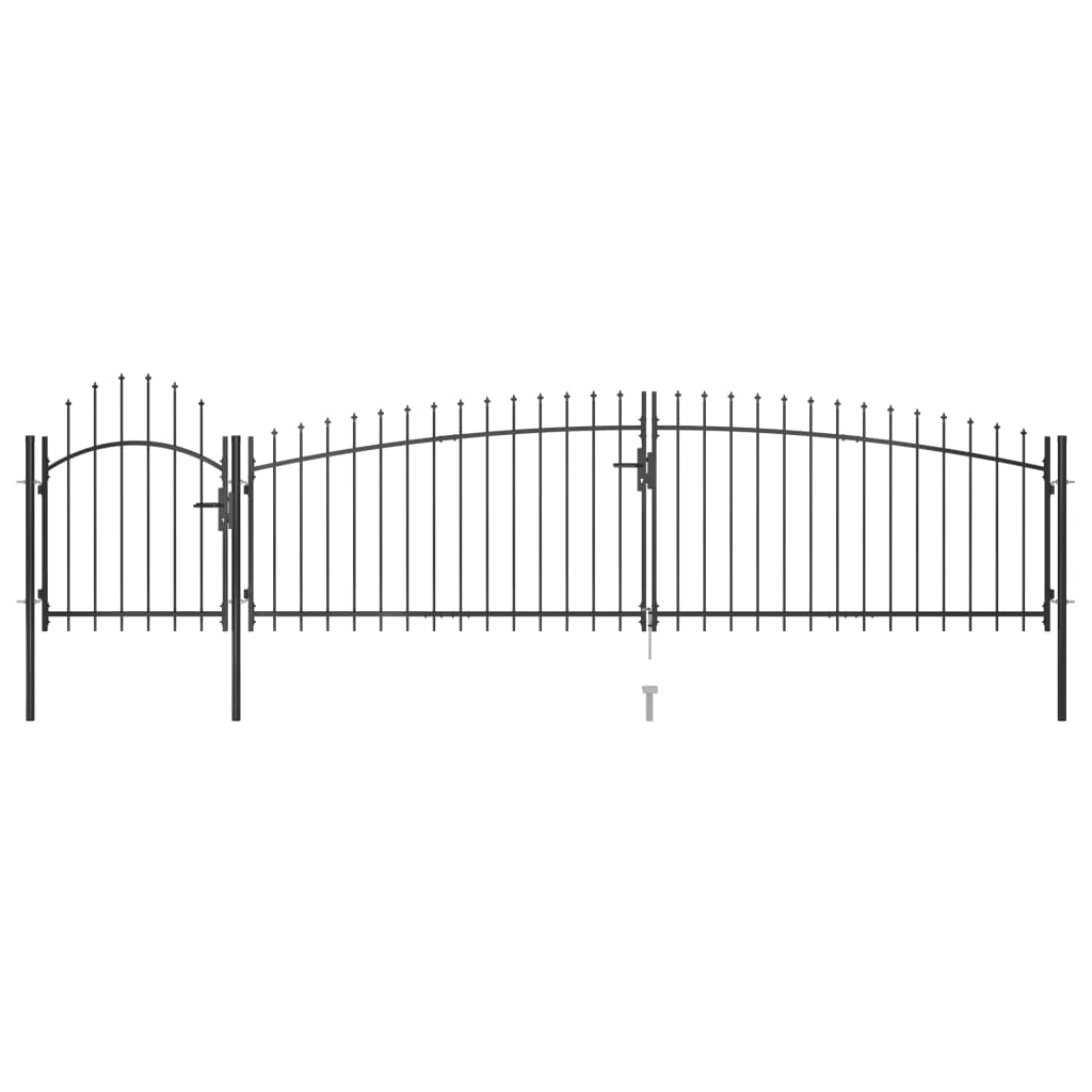 vidaXL Garden Fence Gate with Spear Top 5x1.5 m Black