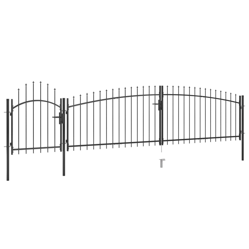 vidaXL Garden Fence Gate with Spear Top 5x1.5 m Black