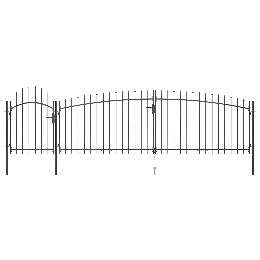 vidaXL Garden Fence Gate with Spear Top 5x1.75 m Black