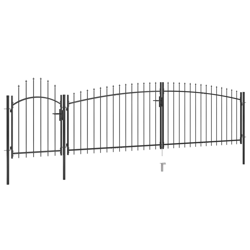 vidaXL Garden Fence Gate with Spear Top 5x1.75 m Black