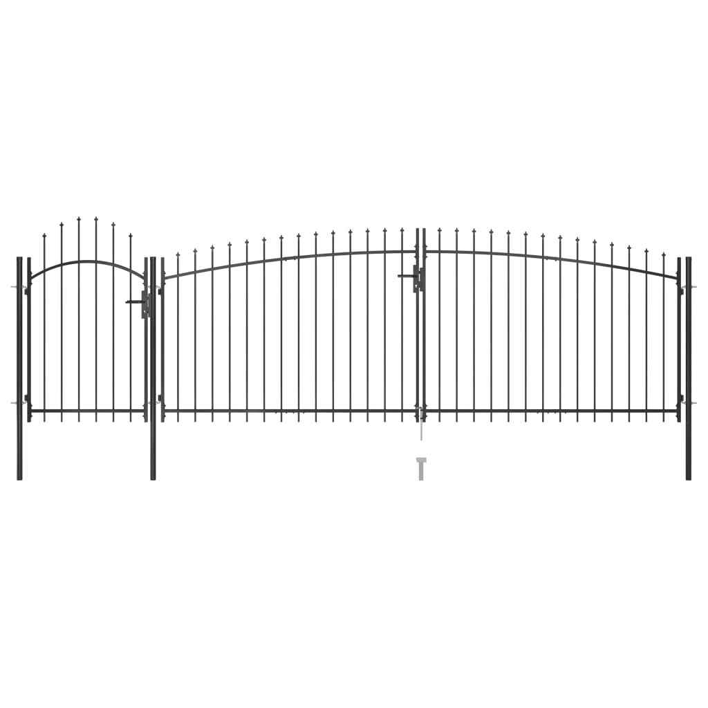 vidaXL Garden Fence Gate with Spear Top 5x2 m Black